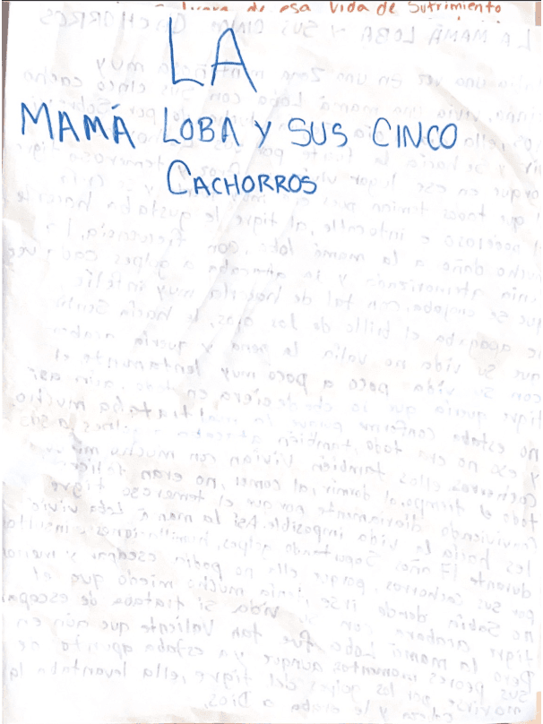 Ilustración de La Mamá Loba y sus Cinco Cachorros